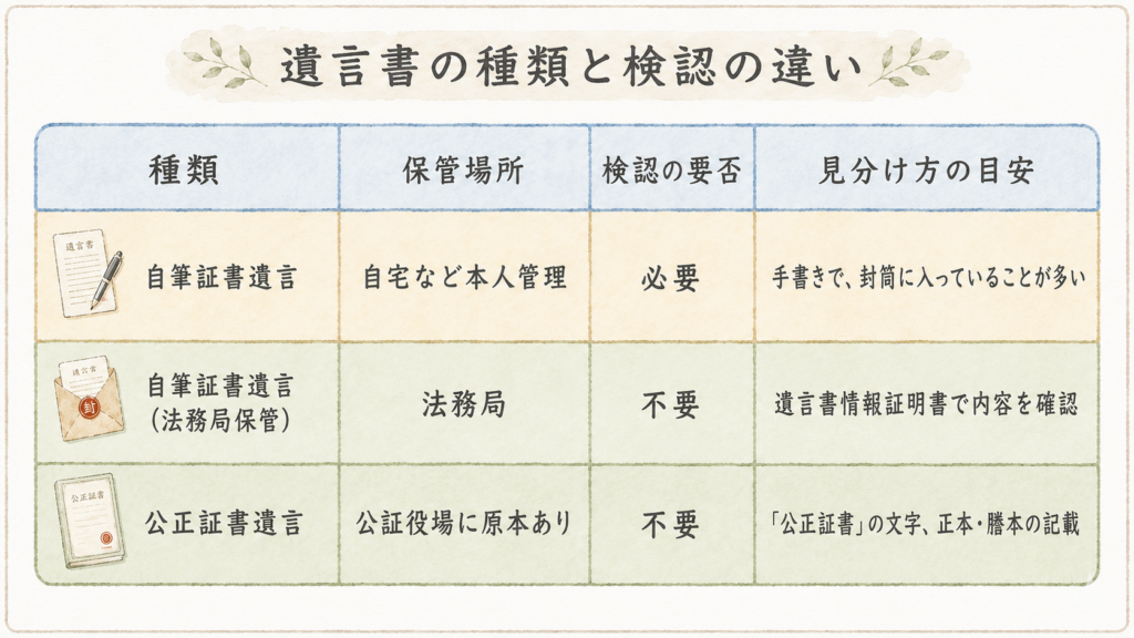 自筆証書遺言と公正証書遺言の比較表