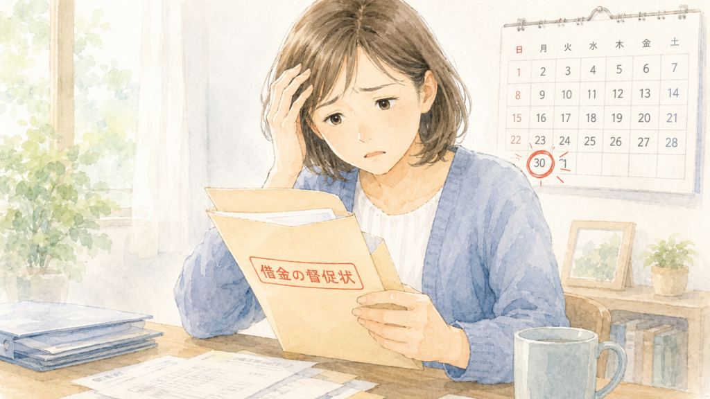 「借金の督促状」を手に、相続放棄の期限を気にして困っている女性