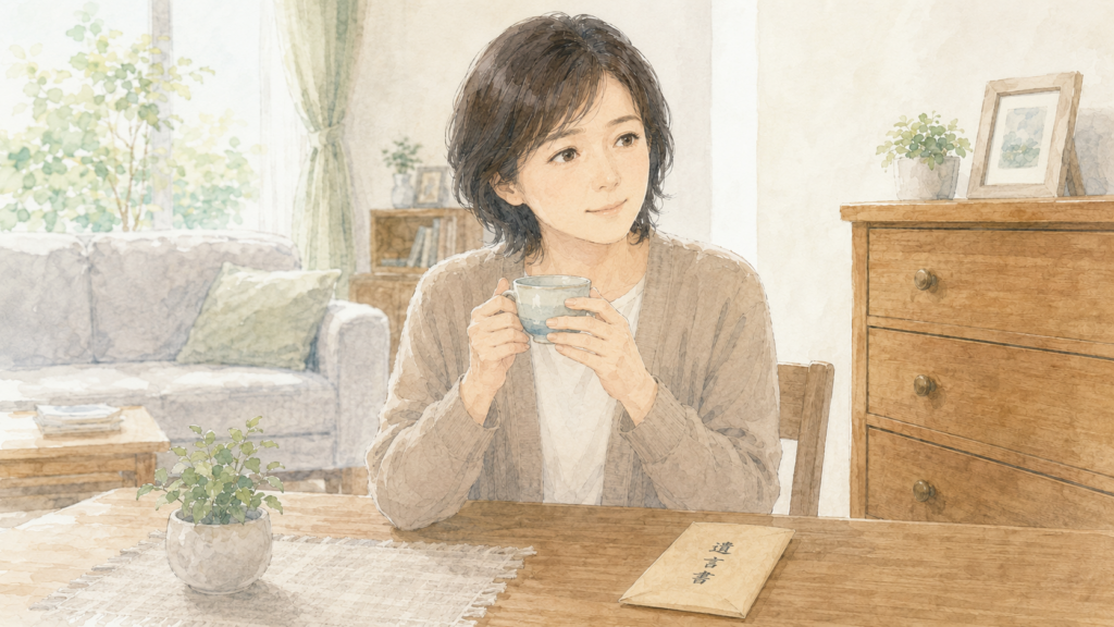 遺言書を保管して安心する人物のイラスト